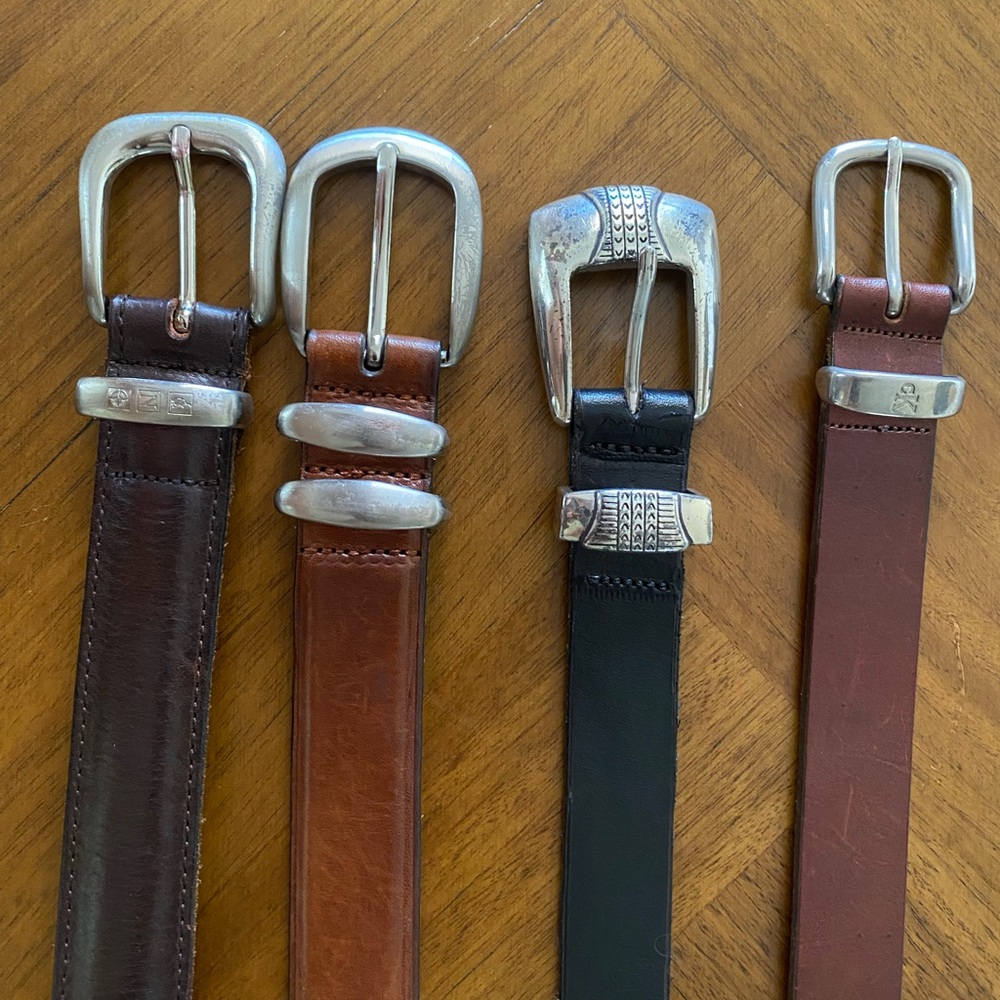 Men's Leather Belts with Silver Buckles